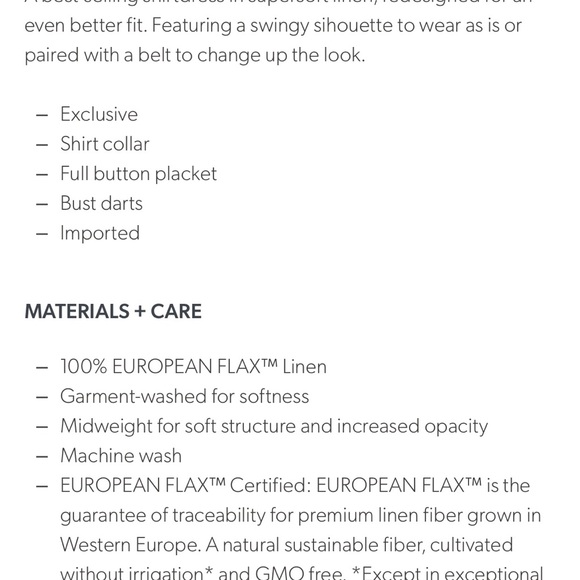 Garnet Hill Classic Linen Shirtdress - Picture 7 of 8